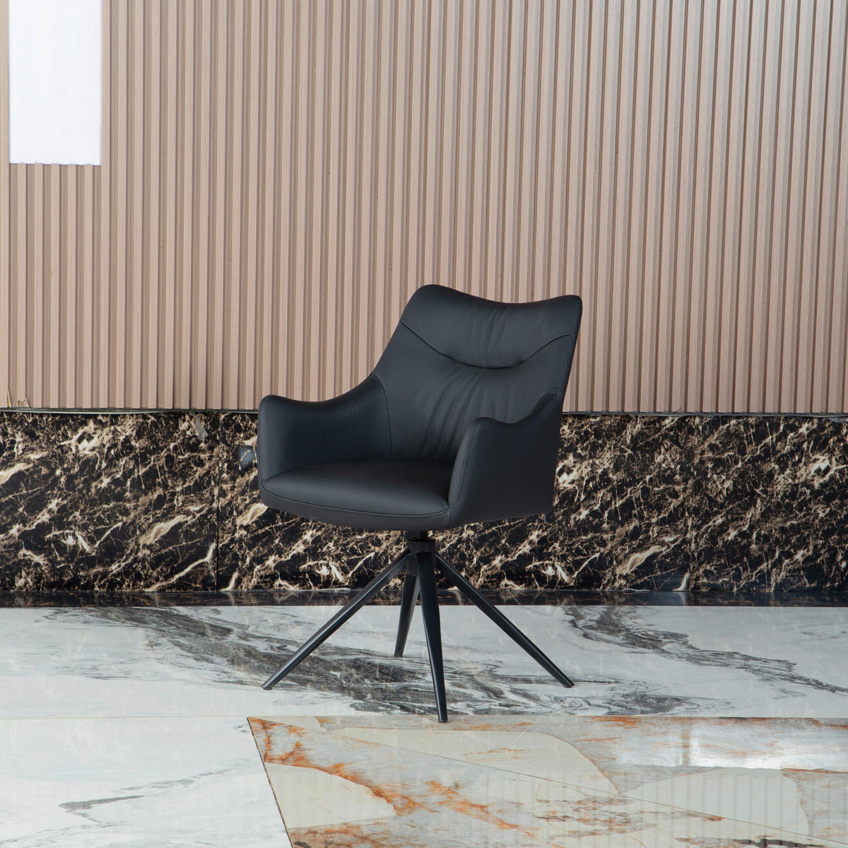 NASLANJAČ, kovina, usnje črna  - črna, Moderno, kovina/usnje (57/86,5/61,5cm) - Novel