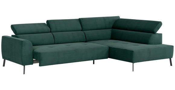 ECKSOFA Waldgrün Feincord - Waldgrün/Schwarz, Design, Textil/Metall (280/205cm) - Xora