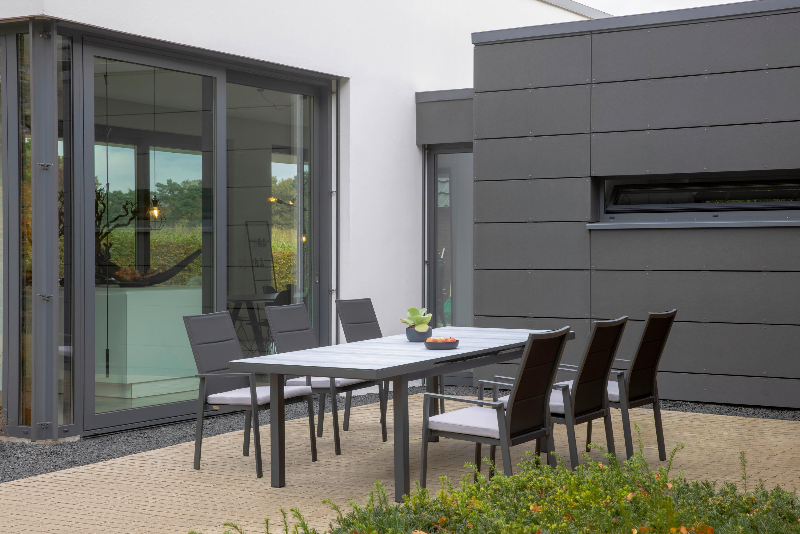 GARTENTISCH 180/100/76 cm Metall rechteckig  - Anthrazit/Grau, Design, Glas/Metall (180/100/76cm)