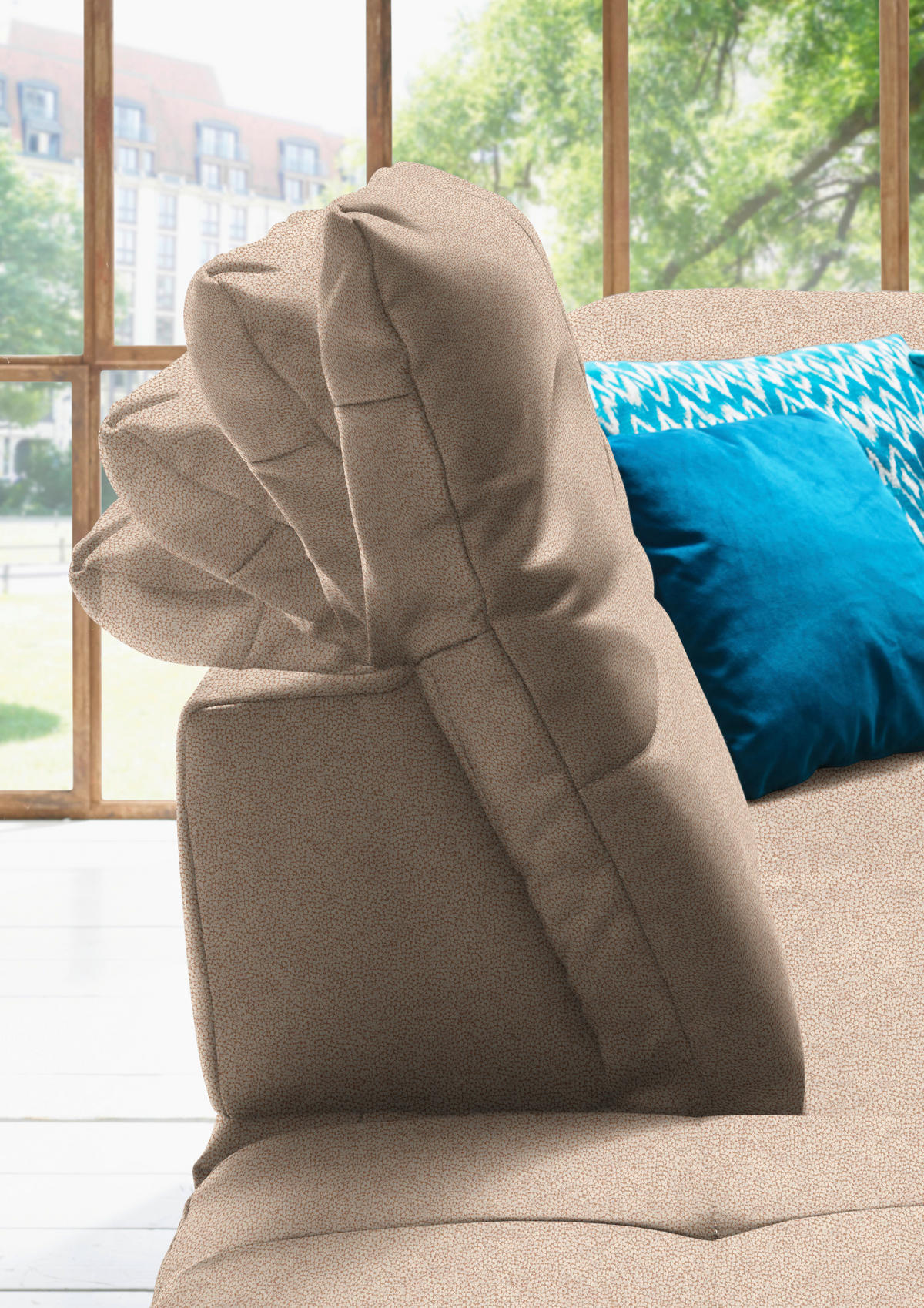 WOHNLANDSCHAFT  in Mikrofaser Beige  - Chromfarben/Beige, Design, Holzwerkstoff/Textil (260/371/195cm) - Beldomo Style