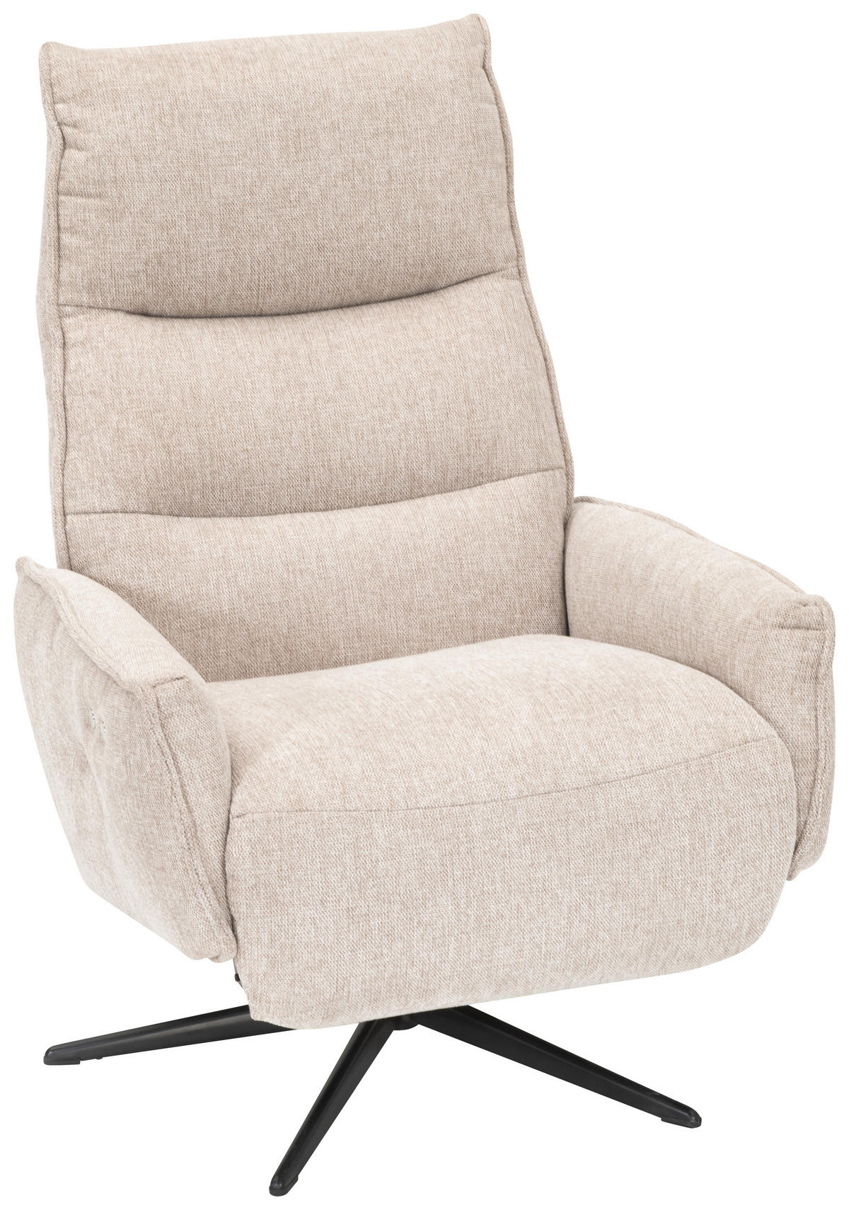 RELAXFÅTÖLJ i trä, metall, textil beige  - beige/svart, Klassisk, metall/trä (72/109/86cm) - Welnova