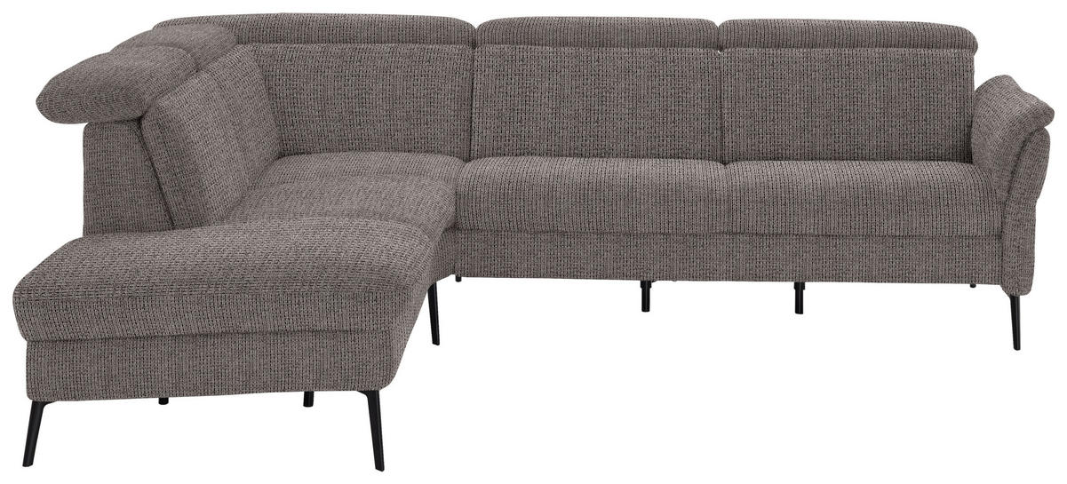 ECKSOFA in Struktur Dunkelgrau  235/275 cm  - Dunkelgrau/Schwarz, MODERN, Textil/Metall (235/275cm) - Cantus
