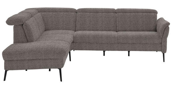 ECKSOFA in Struktur Dunkelgrau  235/275 cm  - Dunkelgrau/Schwarz, MODERN, Textil/Metall (235/275cm) - Cantus