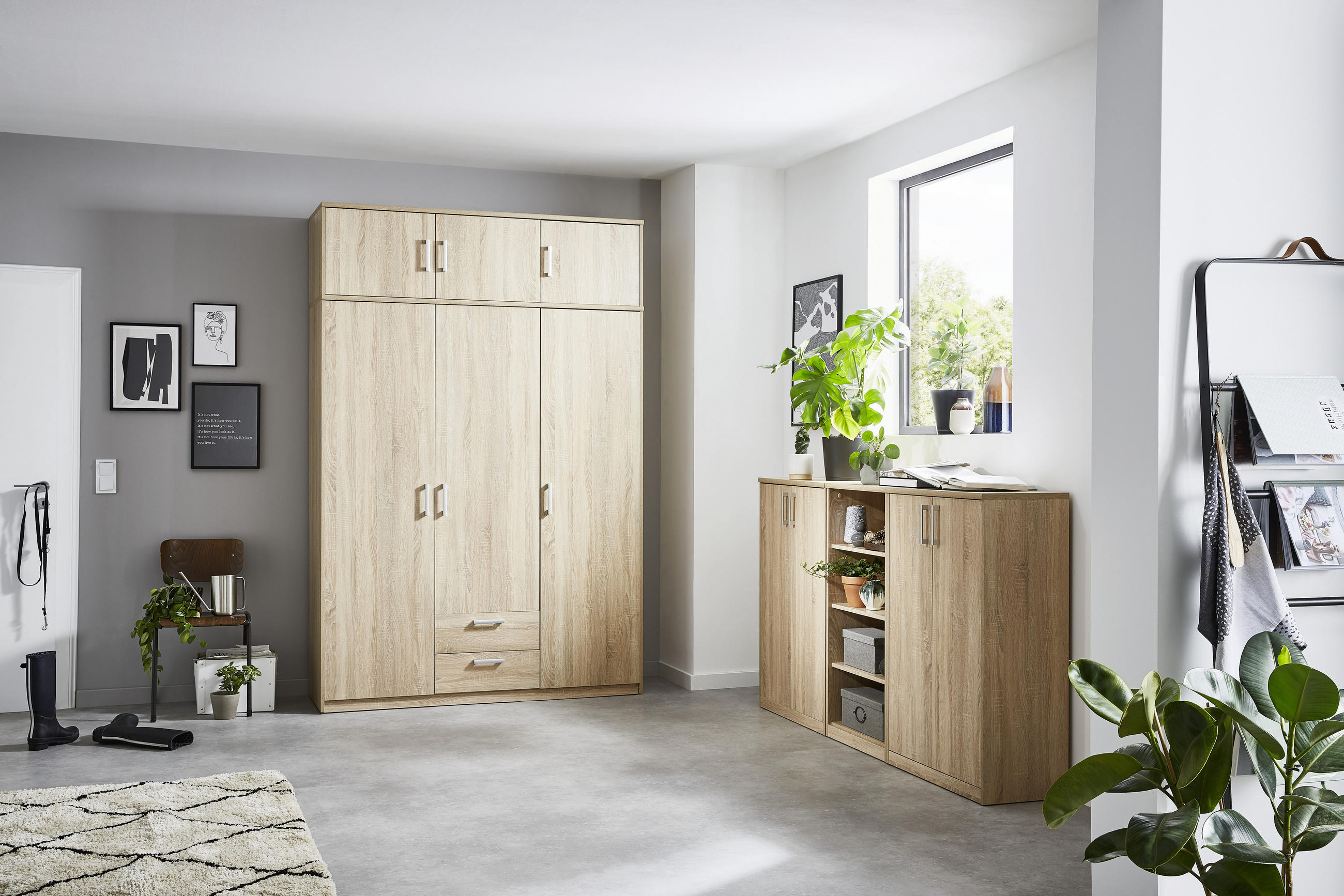 KOMMODE Sonoma Eiche - Silberfarben/Schwarz, Basics, Holzwerkstoff/Metall (72/84/36cm) - Xora