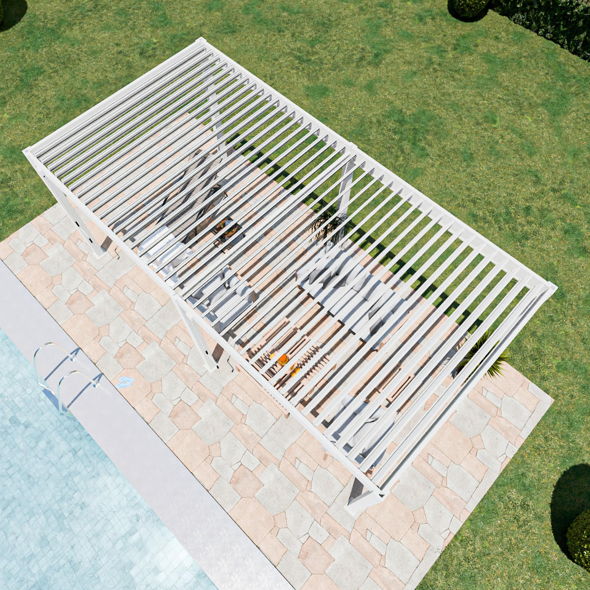 PERGOLA 300/255/600 cm   - Weiß Hochglanz, Basics, Metall (300/255/600cm) - Gardenson