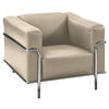 SESSEL in Echtleder Creme  - Chromfarben/Creme, Design, Leder/Metall (91/67/96cm) - Johann Jakob