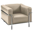 SESSEL in Echtleder Creme  - Chromfarben/Creme, Design, Leder/Metall (91/67/96cm) - Johann Jakob