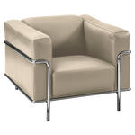 SESSEL in Echtleder Creme  - Chromfarben/Creme, Design, Leder/Metall (91/67/96cm) - Johann Jakob