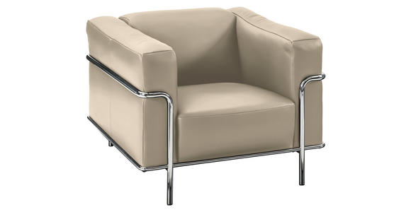 SESSEL in Echtleder Creme - Chromfarben/Creme, Design, Leder/Metall (91/67/96cm) - Johann Jakob