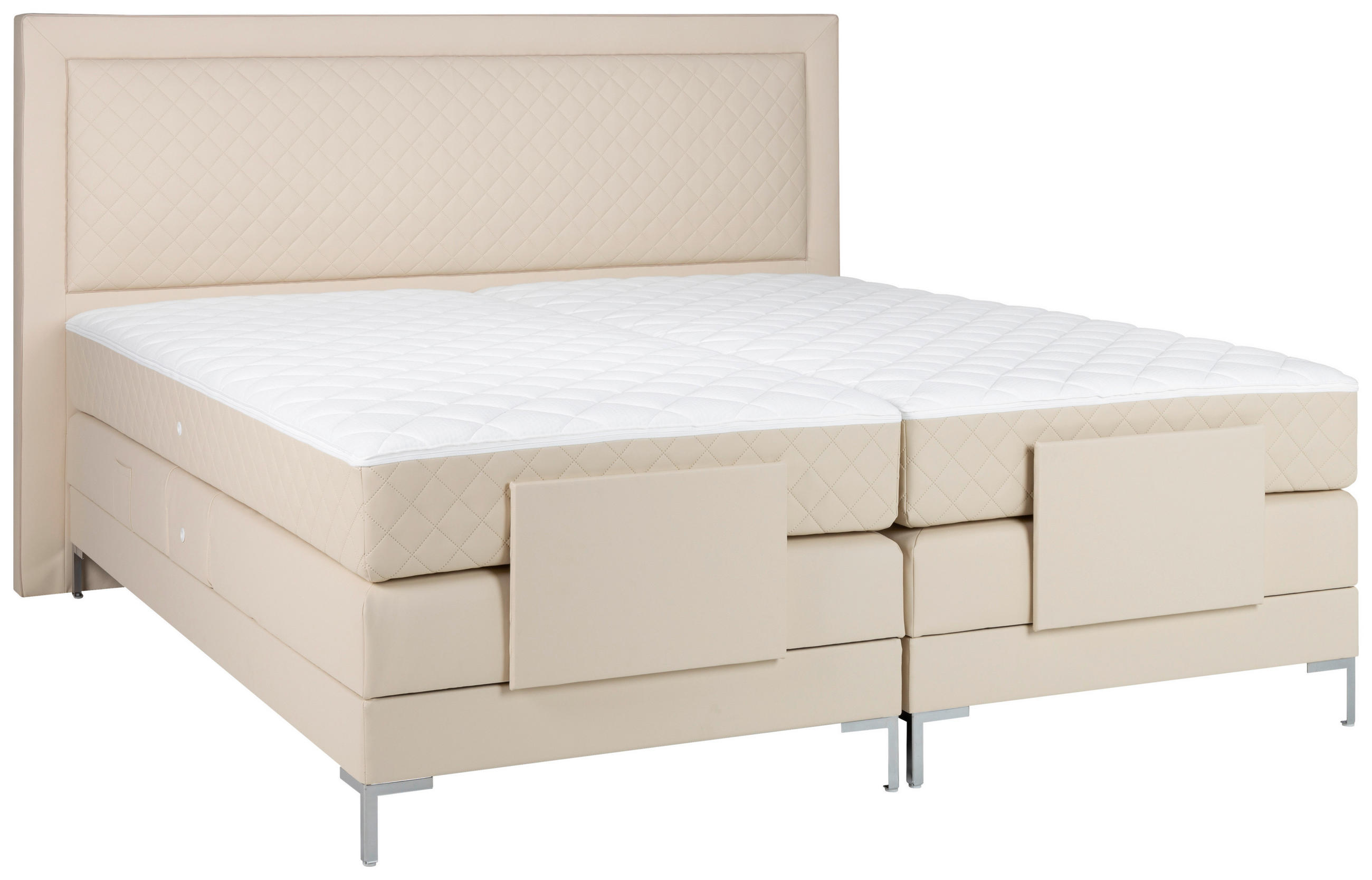 BOXSPRINGBETT 180/200 cm  in Beige  - Beige/Alufarben, Design, Textil/Metall (180/200cm) - Welnova