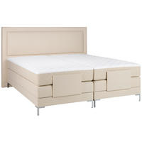 BOXSPRINGBETT 180/200 cm  in Beige  - Beige/Alufarben, Design, Textil/Metall (180/200cm) - Welnova