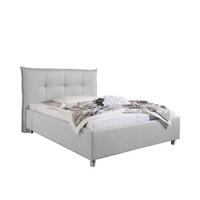 POLSTERBETT  in Hellgrau,  - Hellgrau/Alufarben, MODERN, Textil/Metall (113/115/211cm) - Livetastic
