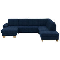 WOHNLANDSCHAFT in Velours Dunkelblau  - Eichefarben/Dunkelblau, Konventionell, Holz/Textil (167/316/235cm) - Beldomo System