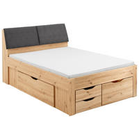 POSTELJA S PREDALOM 140 cm   x 200 cm  , hrast artisan  - siva/hrast artisan, Konvencionalno, leseni material/tekstil (237,5/145,6/103,8cm) - Carryhome