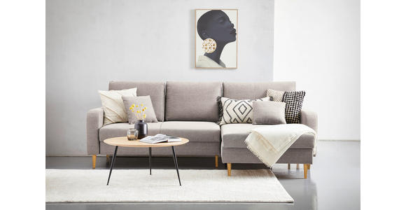 ECKSOFA in Flachgewebe Naturfarben - Eiche Wotan/Naturfarben, KONVENTIONELL, Holz/Textil (255/157cm) - Carryhome