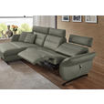 ECKSOFA in Echtleder Grau  169/298 cm  - Schwarz/Grau, Design, Leder/Metall (169/298cm) - Dieter Knoll