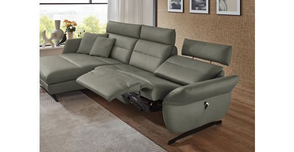 ECKSOFA in Echtleder Grau 169/298 cm - Schwarz/Grau, Design, Leder/Metall (169/298cm) - Dieter Knoll