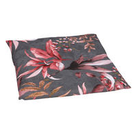 KERTI ÜLŐPÁRNA antracit, barna, rózsaszín levelek  - barna/rózsaszín, Design, textil (48/48/5cm) - Ambia Garden