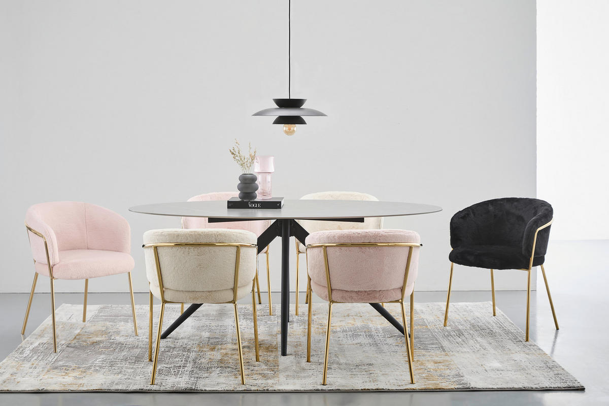 JEDÁLENSKÝ STÔL, 180/89/76 cm - čierna, Design, kov/keramika (180/89/76cm) - Novel