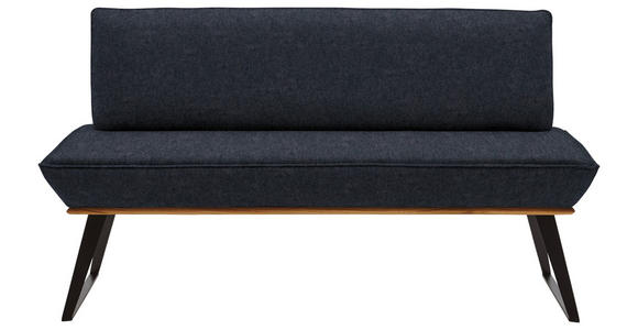 SITZBANK 160/87/64 cm Webstoff Schwarz, Eichefarben Eiche massiv Metall  - Eichefarben/Schwarz, Design, Holz/Textil (160/87/64cm) - Voleo