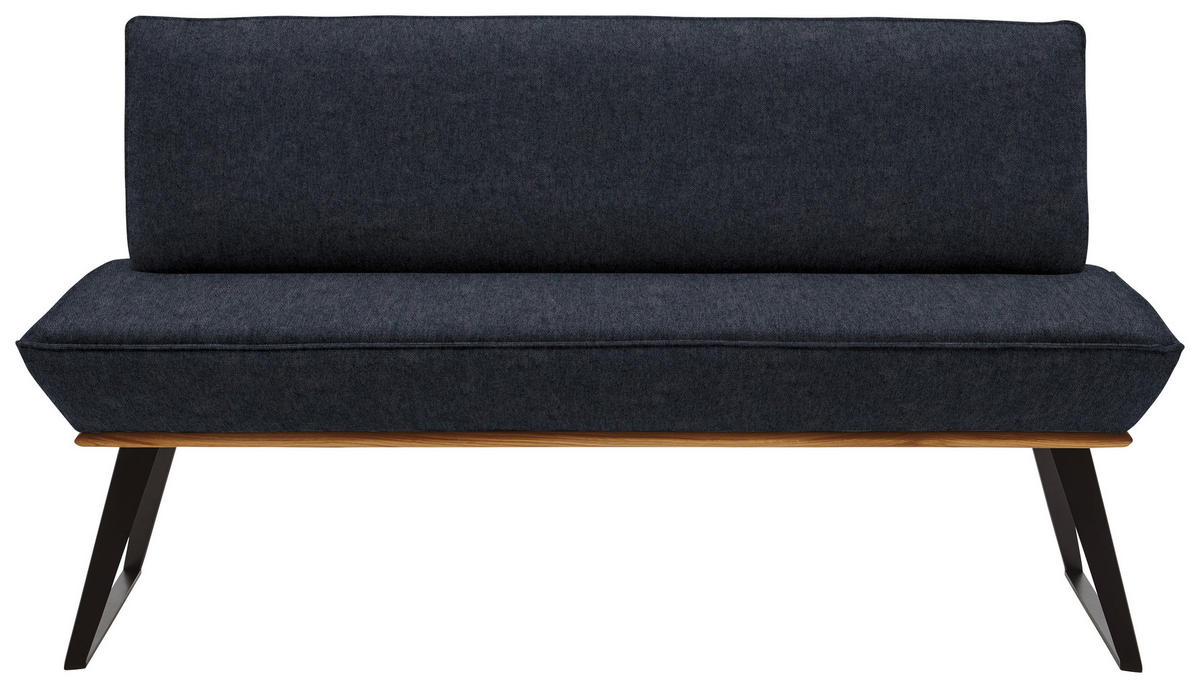 SITZBANK 160/87/64 cm  in Schwarz, Eichefarben  - Eichefarben/Schwarz, Design, Holz/Textil (160/87/64cm) - Voleo