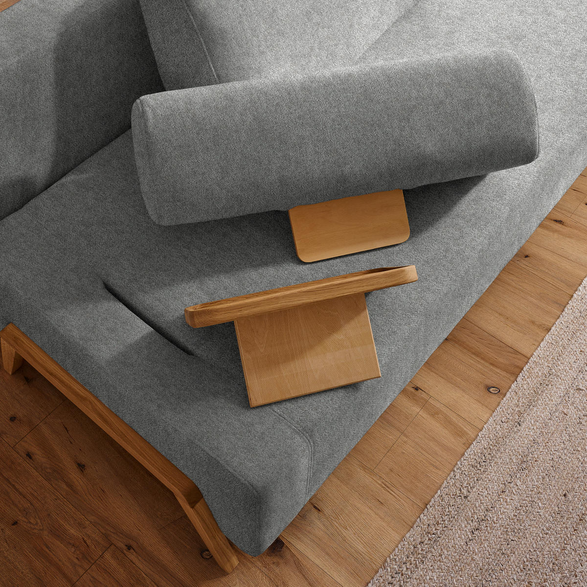 SCHLAFSOFA in Holz, Textil Grau  - Naturfarben/Grau, Design, Holz/Textil (211/88/102cm) - Niels Andersson