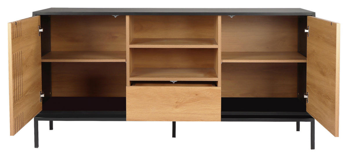 TÁLALÓSZEKRÉNY 160/80/40 cm  - fekete/natúr, Design, faalapú anyag (160/80/40cm) - Xora