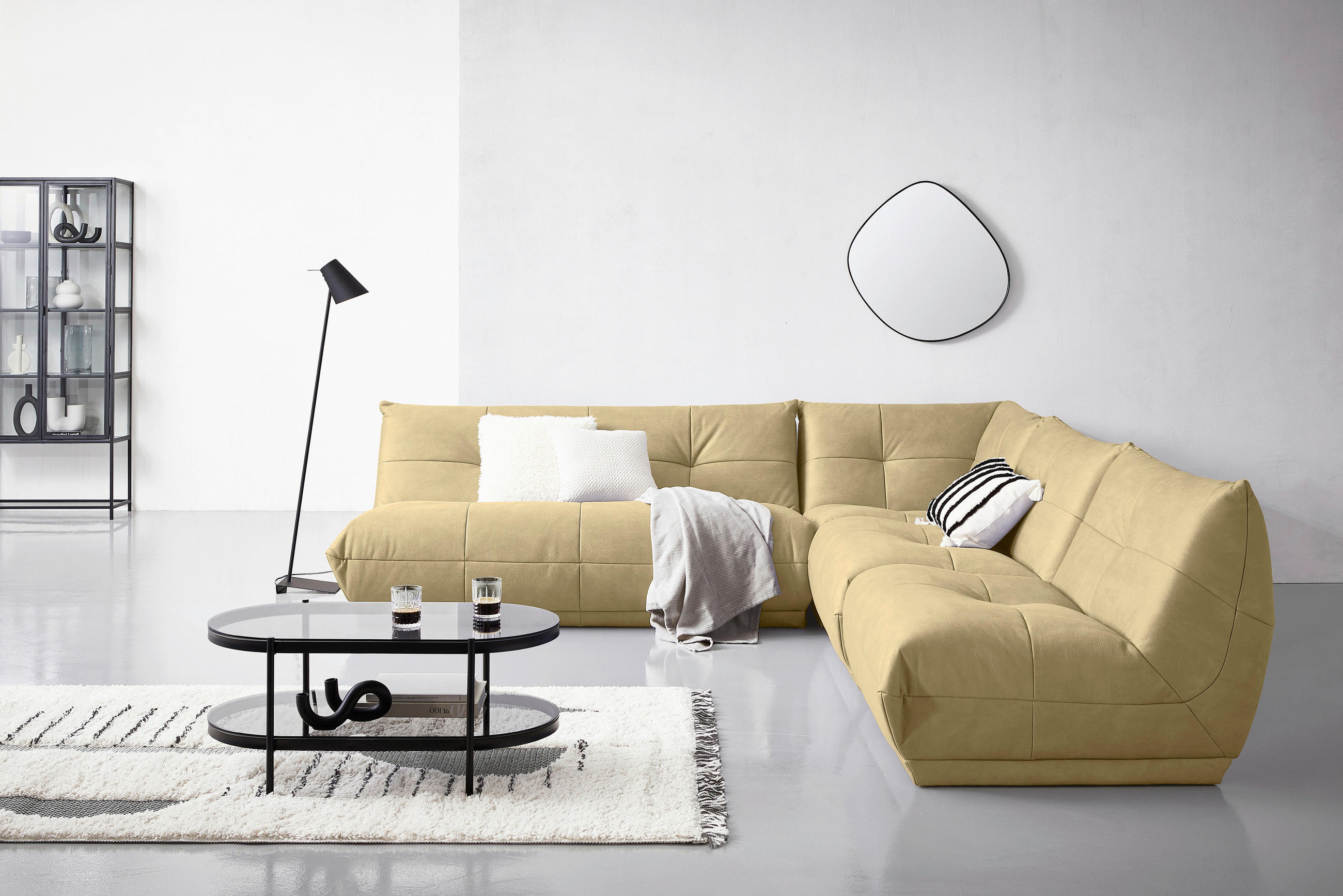 ECKSOFA in Lederlook Beige  - Beige, Trend, Textil (285/315cm) - Livetastic