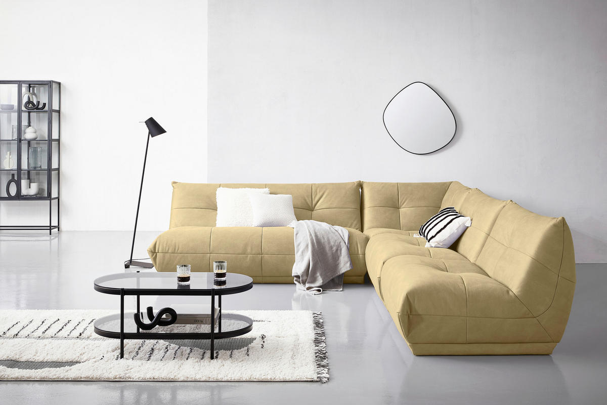 HÖRNSOFFA i läderimitation beige  - beige, Trend, textil (285/315cm) - Livetastic