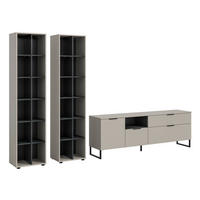 WOHNWAND 3-teilig  in Kaschmir  305/192/41 cm  - Kaschmir/Schwarz, Design, Holzwerkstoff/Kunststoff (305/192/41cm) - Livetastic