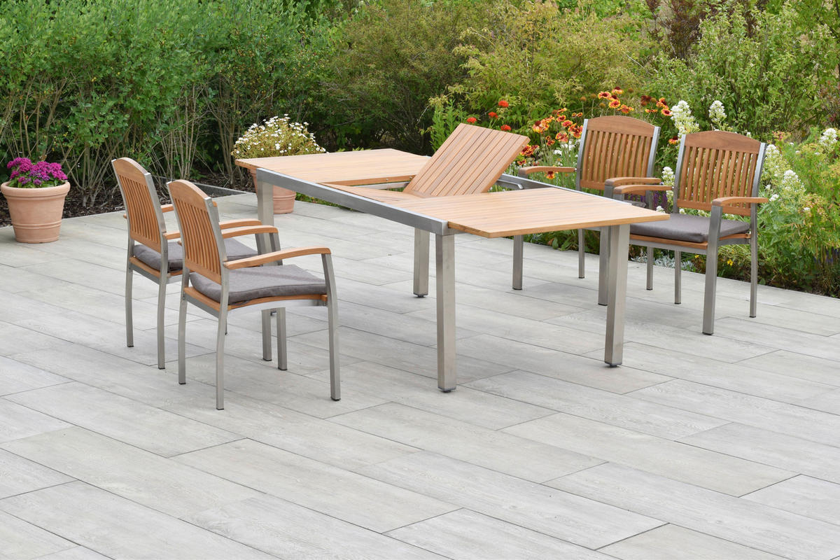 GARTENSET 9-teilig  - Silberfarben/Naturfarben, MODERN, Holz/Textil - Gardenson