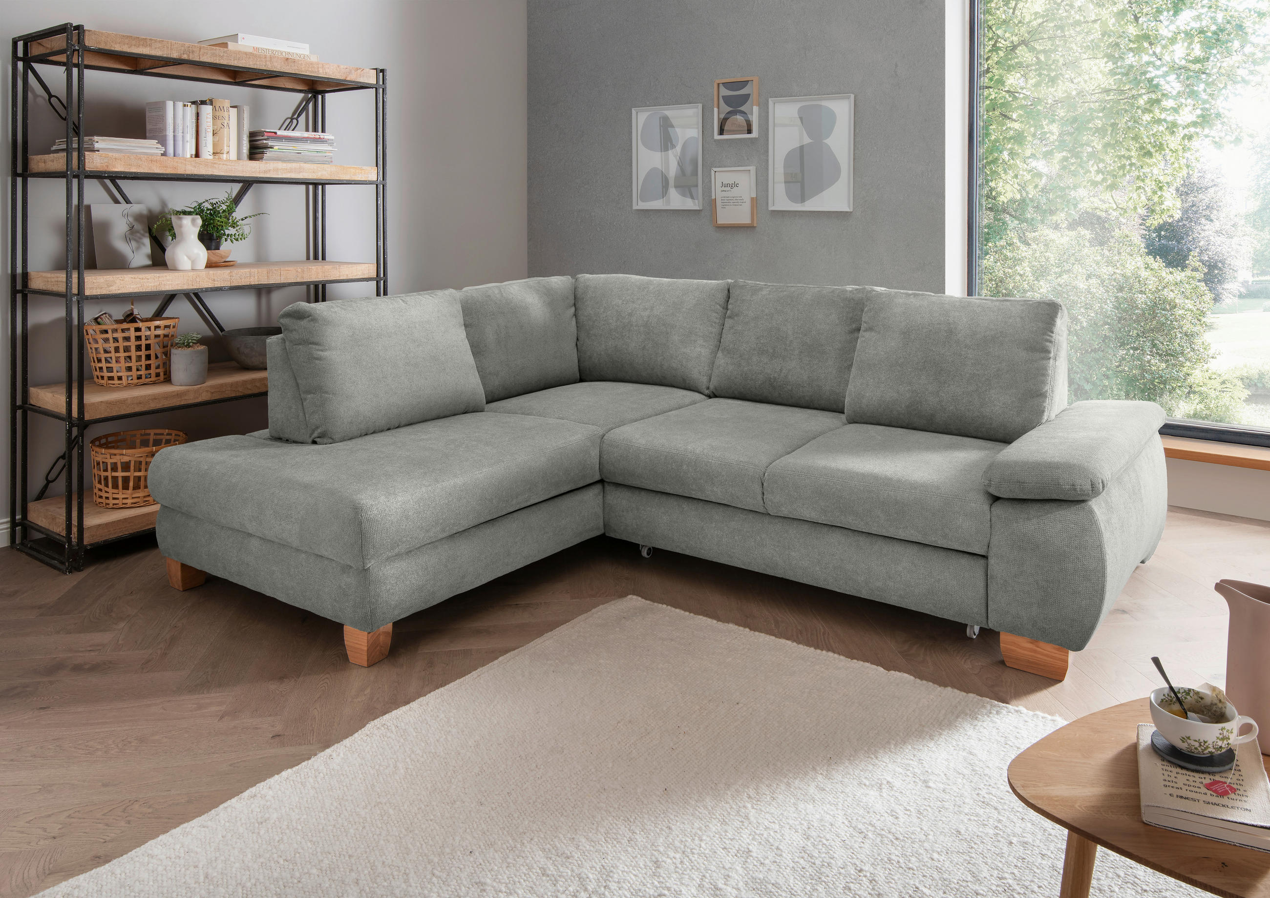 Thumbnail - Livetastic Eckschlafsofa, Hellgrau, Textil, 4-Sitzer, 261x206 cm, Liegefunktion, Rücken echt, Armteil rechts, Wohnzimmer...