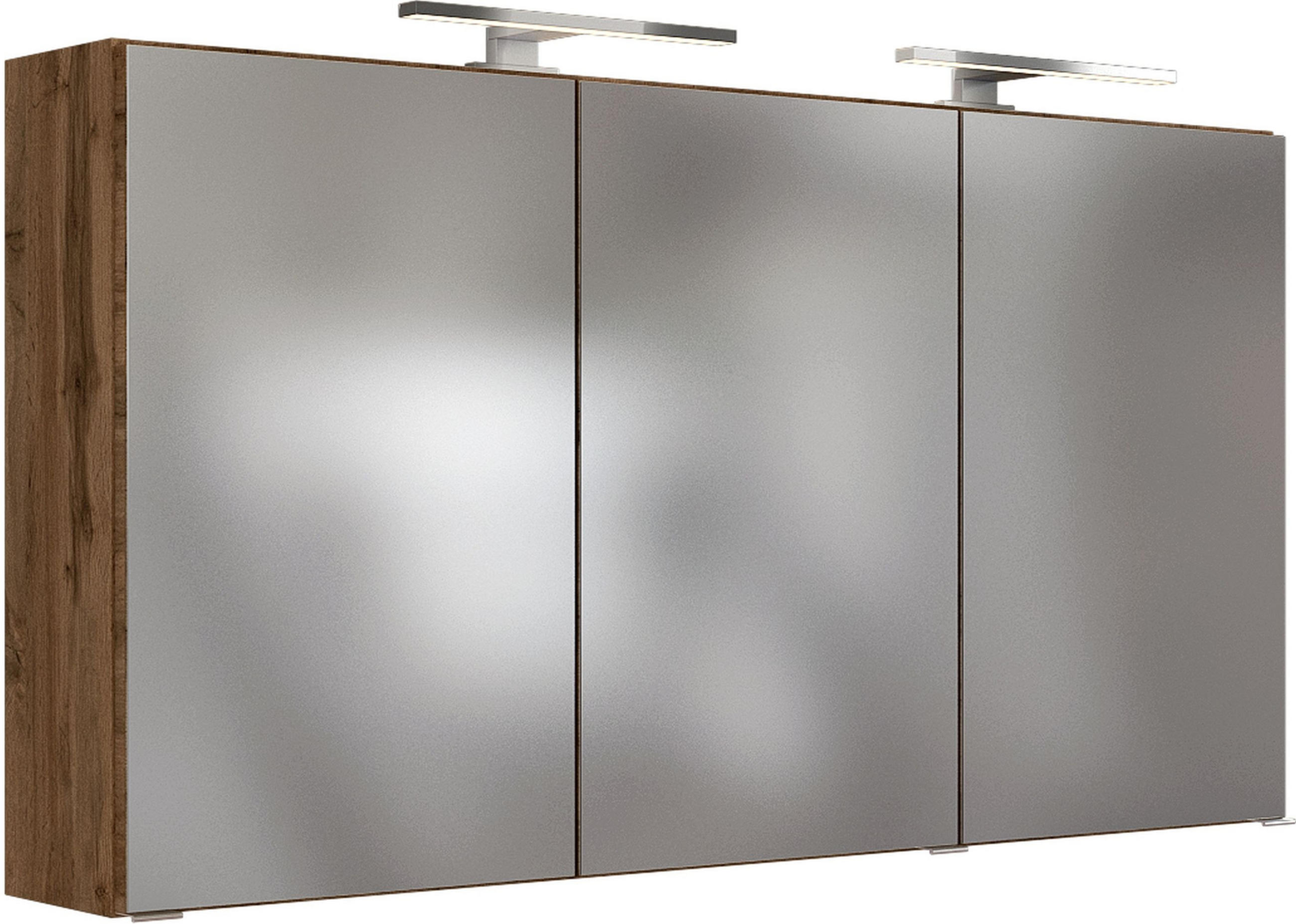 SPIEGELSCHRANK 120/66/20 cm  - Chromfarben/Eiche Wotan, Natur, Glas/Holzwerkstoff (120/66/20cm) - Held