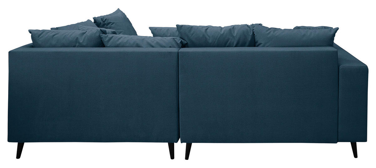 Ecksofa inkl. Hocker, mikrovlakna temno modra  - črna/temno modra, Design, tekstil/les (247/174cm) - MID.YOU