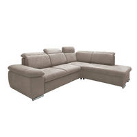 ECKSOFA  in Mikrofaser Taupe  - Taupe/Chromfarben, Design, Textil/Metall (283/228cm) - Livetastic
