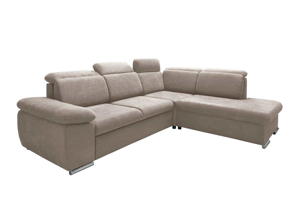 ECKSOFA  in Mikrofaser Taupe  - Taupe/Chromfarben, Design, Textil/Metall (283/228cm) - Livetastic