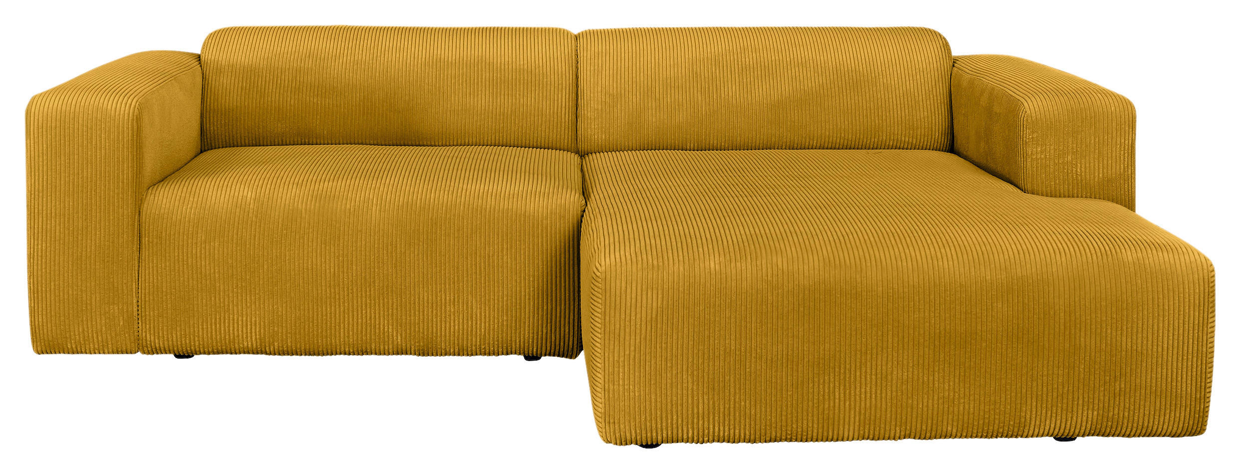 ECKSOFA BASMA in Cord Senfgelb  298/175 cm  - Senfgelb/Schwarz, Design, Kunststoff/Textil (298/175cm) - P & B