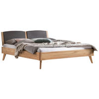 BETT 180/200 cm  in Buchefarben, Dunkelgrau  - Dunkelgrau/Buchefarben, KONVENTIONELL, Holz/Textil (180/200cm) - Hasena