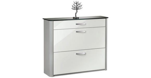 SCHUHSCHRANK 117/97/28 cm - Chromfarben/Alufarben, Basics, Glas/Holzwerkstoff (117/97/28cm) - Moderano