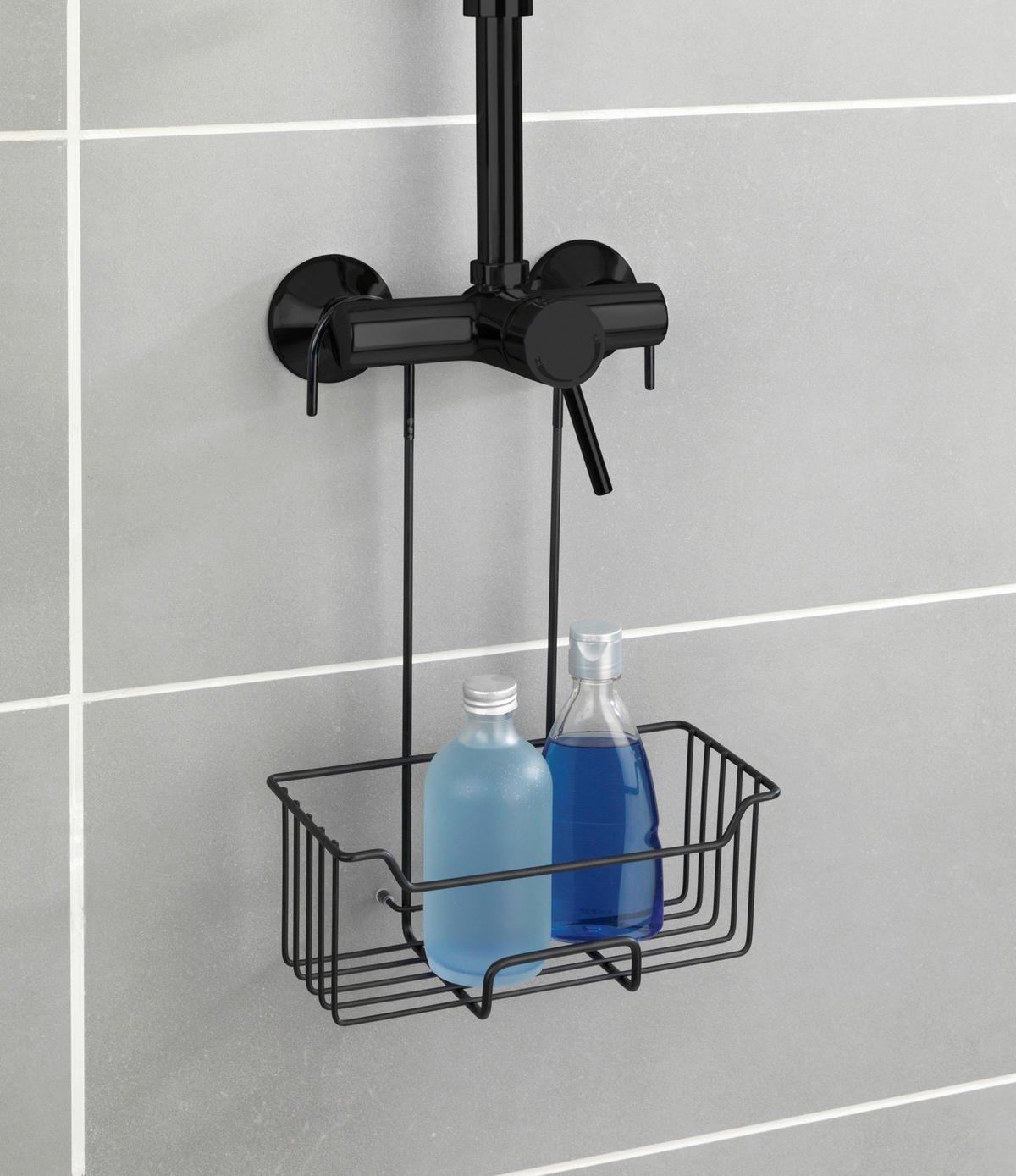 REGÁL DO SPRCHOVACIEHO KÚTA - priehľadné/čierna, Basics, kov (25/36/14cm)
