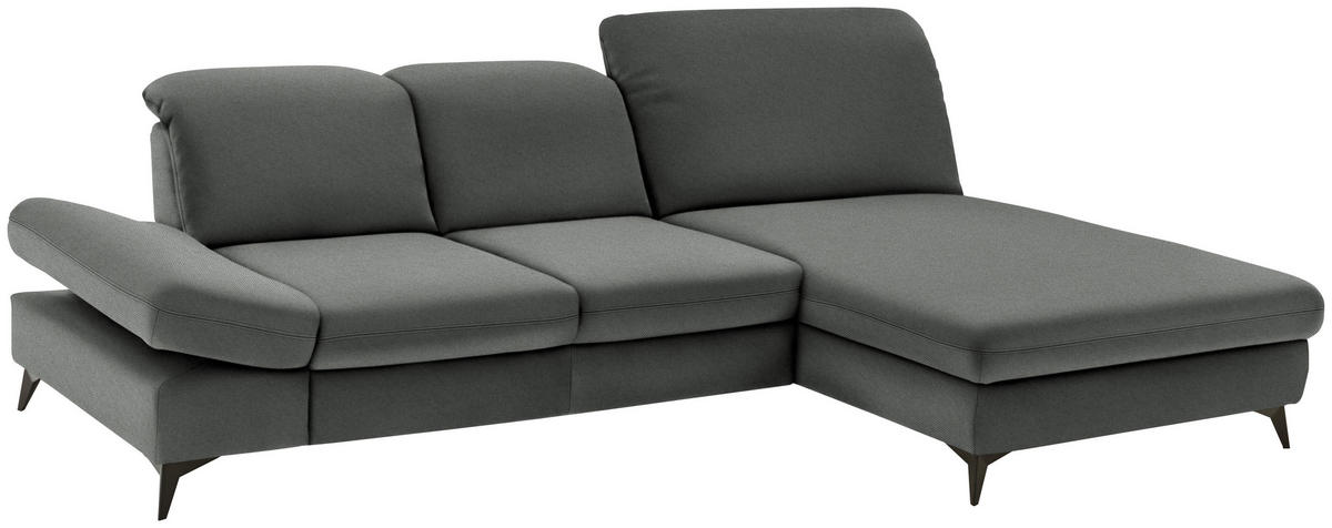ECKSOFA  in Chenille Grau  288/198 cm  - Schwarz/Grau, Design, Textil/Metall (288/198cm) - Beldomo Style