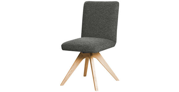 STUHL drehbar - Dunkelgrau/Eichefarben, KONVENTIONELL, Holz/Textil (47/89/60cm) - Linea Natura