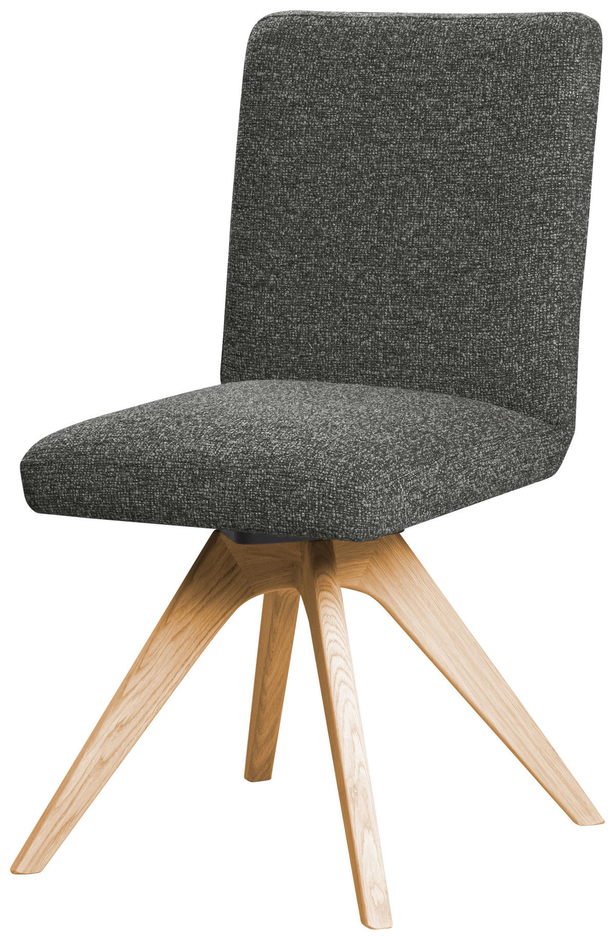 STUHL Webstoff Dunkelgrau Eiche vollmassiv  - Dunkelgrau/Eichefarben, KONVENTIONELL, Holz/Textil (47/89/60cm) - Linea Natura