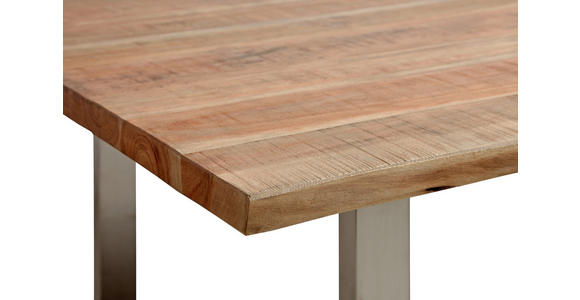COUCHTISCH Akazie Hartholz 118/70/45 cm Akaziefarben, Edelstahlfarben  - Edelstahlfarben/Akaziefarben, Natur, Holz/Metall (118/70/45cm) - Landscape