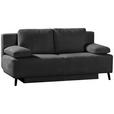 SCHLAFSOFA in Cord Grau  - Schwarz/Grau, MODERN, Textil/Metall (197/92/88cm) - Venda