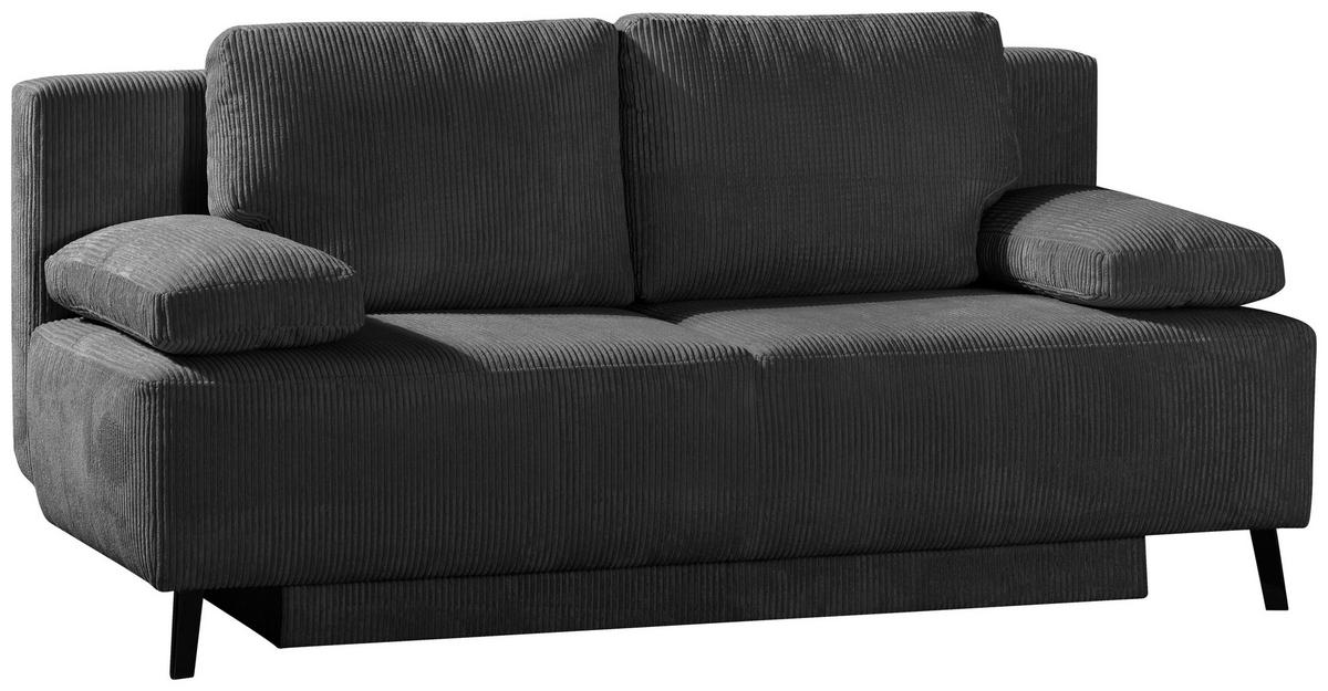 SCHLAFSOFA in Cord Grau  - Schwarz/Grau, MODERN, Textil/Metall (197/92/88cm) - Venda