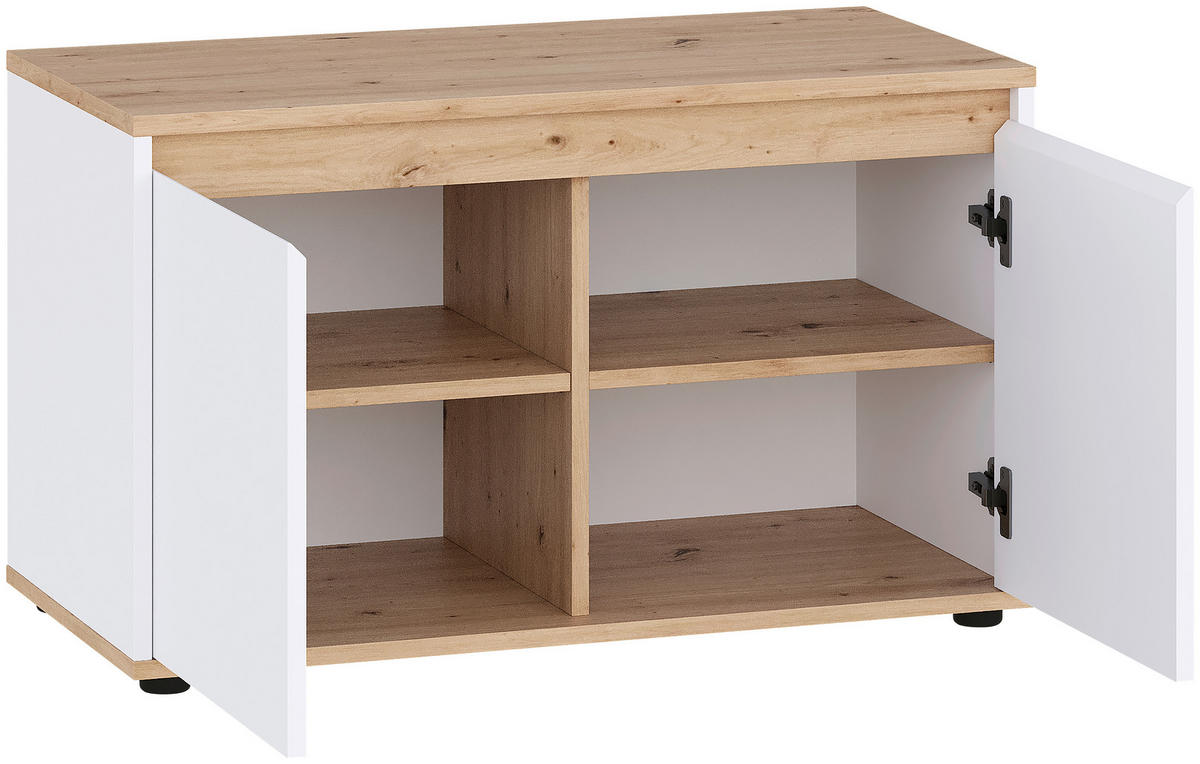 GARDEROBNA KLOP bela, hrast artisan - bela/hrast artisan, Moderno, leseni material (83,4/50/41,2cm) - Carryhome