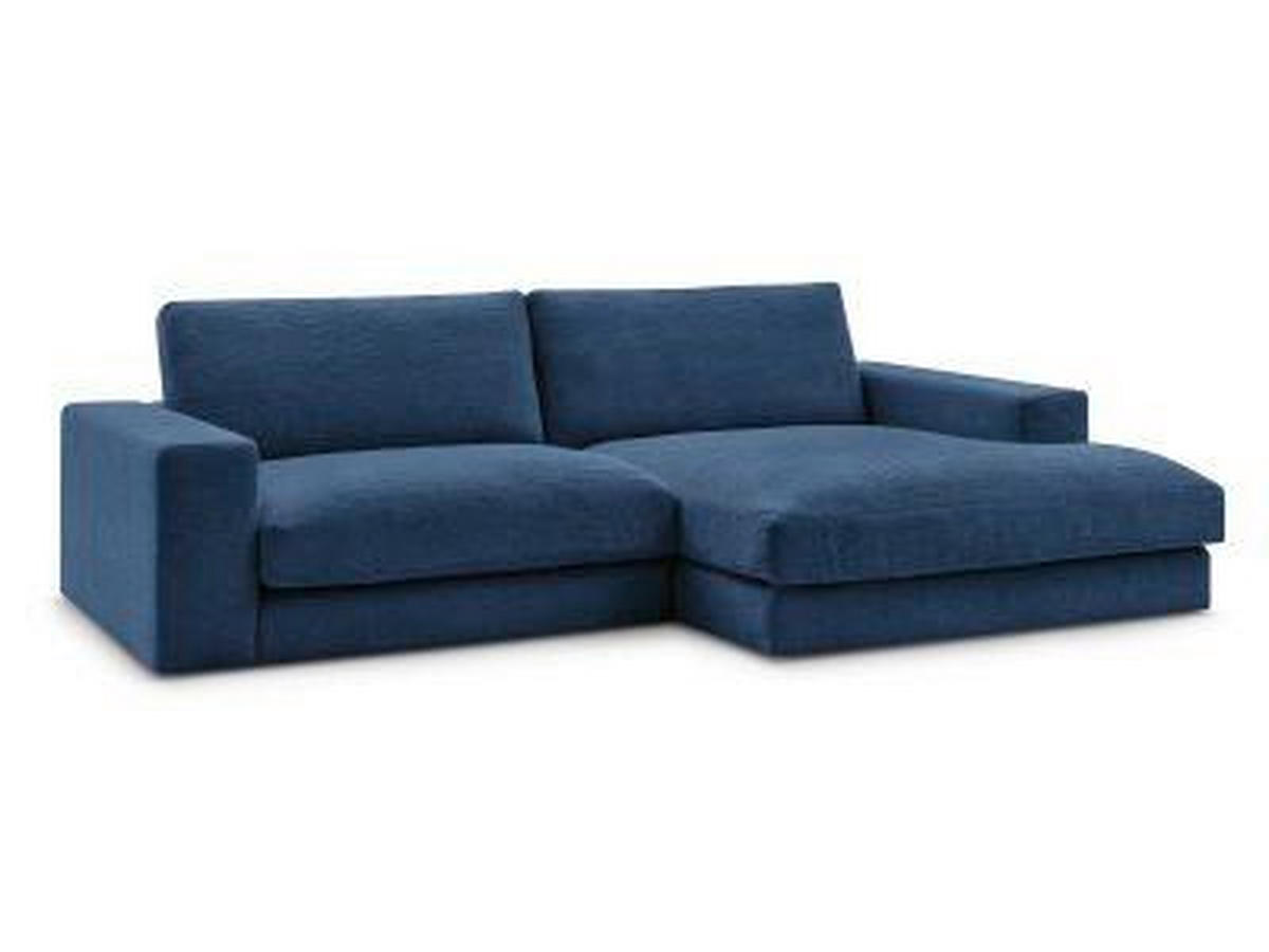 ECKSOFA Ottomane rechts  LEONARD  Dunkelblau Struktur  - Schwarz/Dunkelblau, MODERN, Kunststoff/Textil (274/159cm)