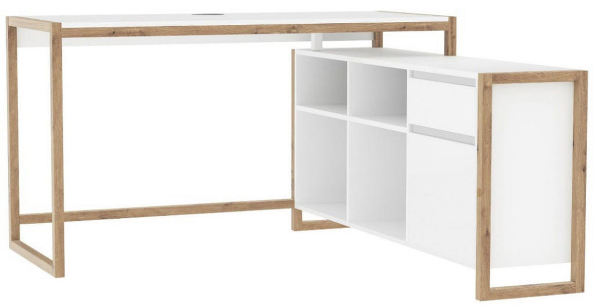 ECKSCHREIBTISCH 139/139/75 cm  in Weiß, Eiche Artisan  - Weiß/Eiche Artisan, MODERN, Holzwerkstoff (139/139/75cm) - MID.YOU