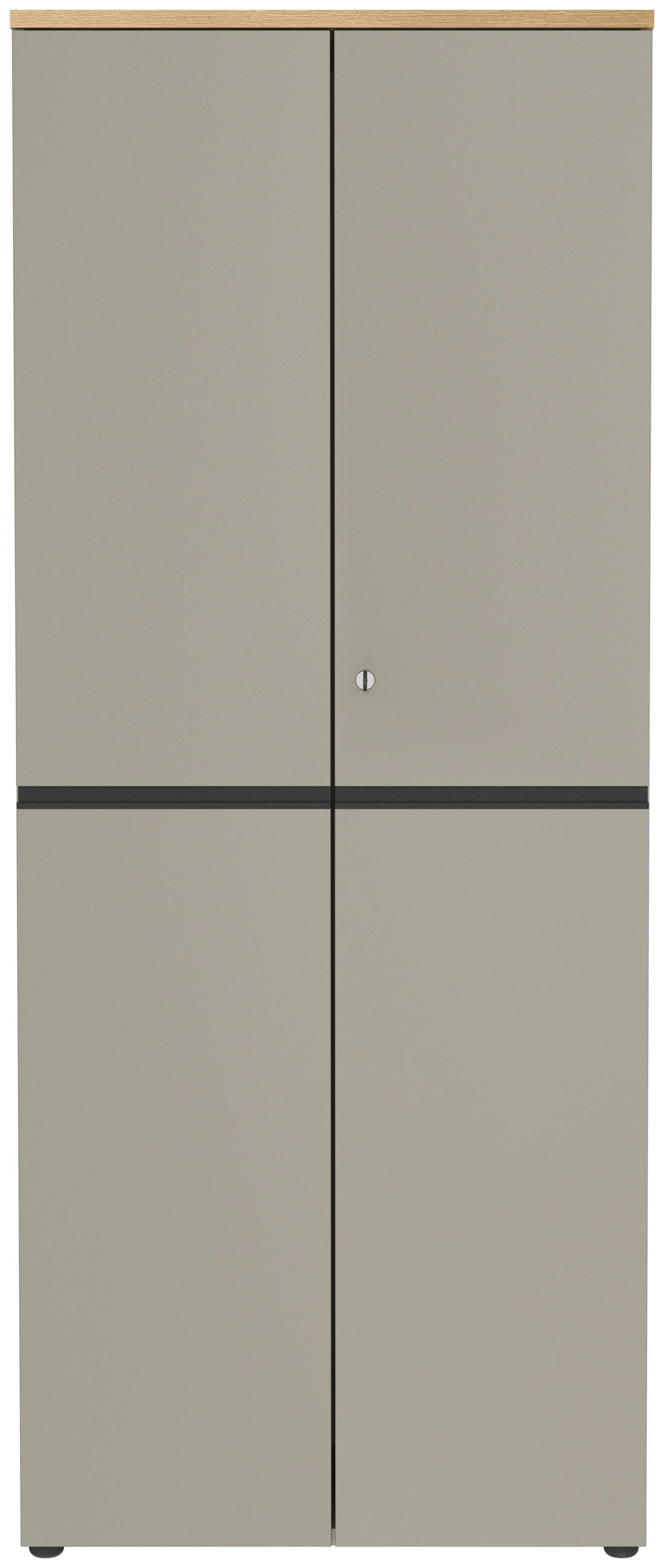 Thumbnail - Novel Aktenschrank, Grau, Eiche, Holzwerkstoff, 4 Fächer, 81x197x40 cm, Made in Germany, Beimöbel erhältlich, abschließb...